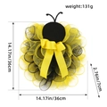 Easter bee mesh wreath in yellow and black with bow for outdoor garden door decor - Yellow Bee Wreath (H3-28)