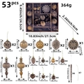 53-delige kerstboomversiering set met bronzen ballen, dennenappels en sterren - Brons Stijl 1