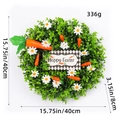 Easter daisy wreath with carrots and Happy Easter sign for home door decoration - Daisy Carrot Wreath
