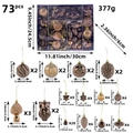 73-delige bronzen kerstversiering set met dennenappels en glitterballen voor de boom - Brons Stijl 2