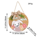 Targa porta pasquale in legno con coniglietto, fiori, fiocco di iuta e auguri - Stile Targa in Legno Coniglietto (X2-26)