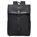 Sac à dos professionnel noir unisexe avec tissu texturé et fermeture à boucle robuste - Noir
