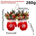 Kersthandschoen wandhanger met LED, dennenappels, bessen en afmetingen voor decor - Rood Met Licht (K1-41)