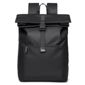 Zaino porta PC impermeabile nero con chiusura roll-top dal design business minimal - Nero