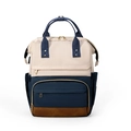 Sac à dos d'ordinateur étanche beige et bleu marine pour le travail ou voyage d'affaires - Beige & Bleu