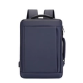 Deep blue business laptop backpack with USB port for travel and daily commute - Blue