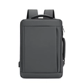 Business laptop backpack in dark grey with waterproof fabric and USB charging port - Gray