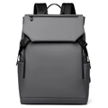 Zaino per laptop grigio impermeabile con spallacci neri e chiusura a fibbia - Grigio