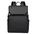 Zaino porta PC nero minimalista impermeabile con chiusura a fibbia e pratiche tasche laterali - Nero
