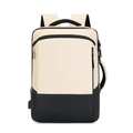 Zaino porta PC aziendale in beige e nero impermeabile per pendolari e viaggi d'affari - Cachi