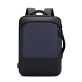 Zaino porta PC business ad alta capacità con porta USB in blu navy e nero elegante - Blu scuro