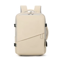 Zaino da viaggio beige minimalista in nylon impermeabile con spallacci ergonomici - Beige