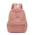 Pink corduroy mini backpack with vertical rib texture and woven zipper detail - Pink