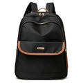 Zaino minimalista in nylon nero con finiture in pelle marrone e dettagli dorati - Nero