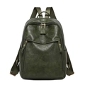Dark green faux leather backpack with vintage design and gold-tone zipper hardware - Green