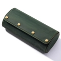 Custodia per orologio in pelle vintage verde scuro con quattro scatti in bronzo - Verde