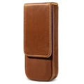 Vertical crazy horse leather pen case in vintage brown with magnetic flap closure - Brown