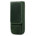Retro dark green crazy horse leather pen case with magnetic drawer design - Green