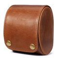 Étui de montre individuel en cuir brun Crazy Horse avec boutons-pression en métal - Marron