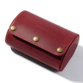 Vintage bordeauxrode gekke paardenleren horlogerol met antieke metalen knopen - Rood