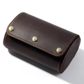 Dunkelbraunes Uhrenetui aus Crazy-Horse-Leder mit Vintage-Metallknöpfen für Uhren - Kaffeebraun