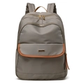 Zaino impermeabile grigio scuro minimalista con finiture in pelle marrone e zip dorate - Grigio