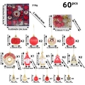 Set di 60 decorazioni natalizie a ciambella rosse e oro con specifiche sulle dimensioni - Rosso e Oro (R2-59)