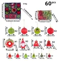 Set da 60 pezzi decorazioni per albero di Natale con ciambelle e palline colorate - Rosso e Verde (R2-55)