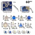 60-piece Christmas ornament set including blue and gold donuts and painted balls - Blue and Gold (R2-54)
