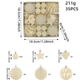 Set de 35 adornos navideños crema con estrellas de purpurina y bolas de terciopelo - Amarillo claro