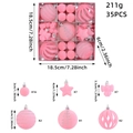 Set de 35 piezas de bolas de Navidad rosas con adornos flocados en caja de regalo clara - Rosa