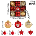 Set de 35 adornos navideños rojo y oro con bolas pintadas en caja transparente - Oro rojo