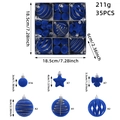 35-piece dark blue velvet Christmas ball set with star and bow ornaments in a silver box - Blue