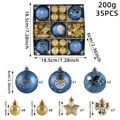 Set de 35 bolas de Navidad azul y oro con renos pintados y adornos de estrellas - Azul Dorado