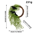 Halloween wreath featuring black crows and green faux moss on a brown vine ring - Simulation Green Plant Raven Style (H2-47)