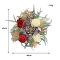 Floral wreath with red roses, green leaves, and a black 'blessed' wooden plaque - 40CM / As Shown