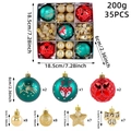 Set de 35 bolas de Navidad verdes y doradas con motivos de zorro pintados y estrellas - Dorado Rojo Verde