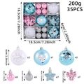 Set de 35 adornos navideños con bolas pintadas a mano en tonos azul y plata brillante - Azul Blanco Rosa