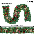 Ghirlanda natalizia artificiale con pigne, fiocchi rossi e palline dorate, 184cm - Rattan Decorativo Natalizio PVC (H1-40)