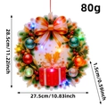 Light-up Christmas wreath hanging decoration with golden bow and colorful ornaments - Wreath Style