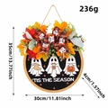 Panneau de porte Halloween en bois avec fantômes et feuilles d'érable, 35x30cm décor - Style Fantôme (J1-43)
