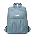 Sac à dos bleu-gris en tissu oxford avec texture grainée et poche avant plissée - Bleu
