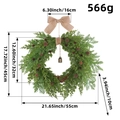 Christmas pine cone wreath with burlap bow and bell decoration for door hanging - Bell Wreath Style (J1-45)