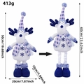 Alce de peluche navideño azul con patas telescópicas, ajustable de 50 cm a 60 cm - Estilo Reno (O1-45)