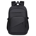 Large capacity black business backpack with water-resistant nylon and padded straps - Black