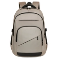 Modern beige men's backpack with black contrast details for travel and commuting - Khaki