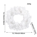 Corona de Navidad blanca efecto nieve de 40 cm para decoración festiva de puerta - 40CM / Blanco