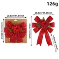Large red Christmas glitter bow with pine cones and berries for tree decoration - Red Sequin Style