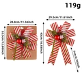 Christmas bow decoration with red green stripes pine cones and berries on card - Red Green White Striped Style