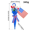 Patriotischer Tulpen-Schirmkranz mit US-Flaggen und rot weiß blauen Bändern - Unabhängigkeitstag Tulpen Regenschirm Anhänger (H1-24)
